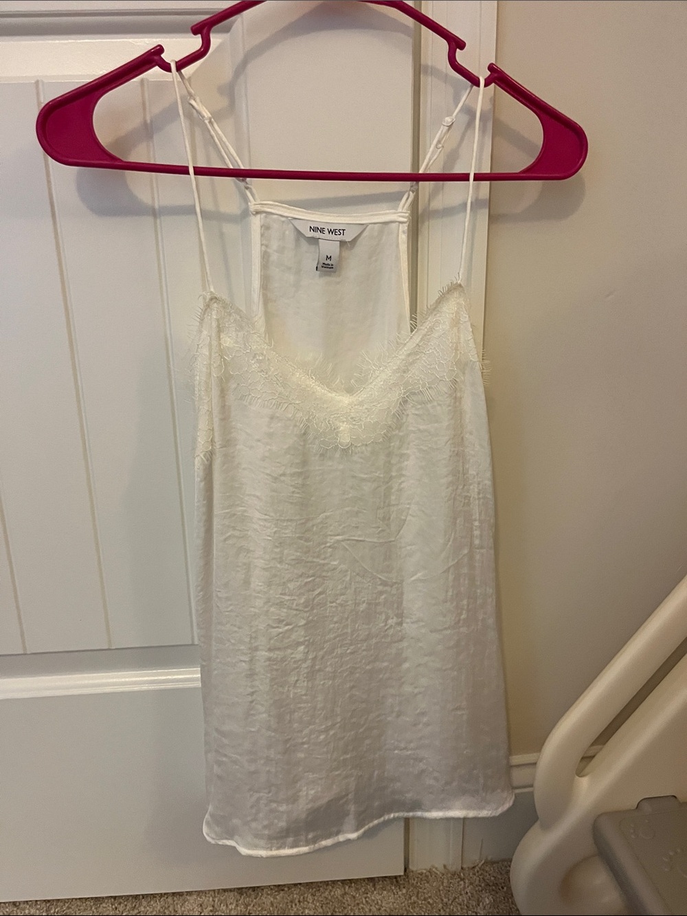 Nine West Cream Satin Lace-Trim Slip
